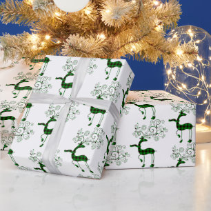 Festive Plaid Reindeer  Wrapping Paper