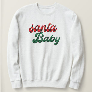 Festive Plaid Santa Baby Sweater, Christmas Santa Sweatshirt