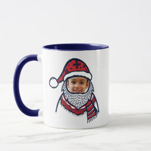 Festive Plaid Santa Claus Character Photo Holiday Mug