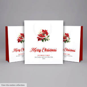 Festive Poinsettia Bouquet Botanical Christmas Bag
