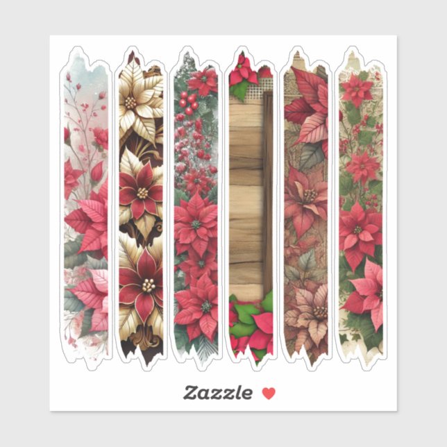 Festive Poinsettia Frames Washi Tape Scrapbook (Sheet)