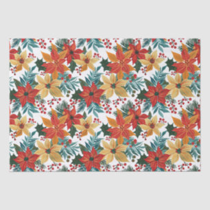 Festive Poinsettia Retro Christmas Tissue Paper