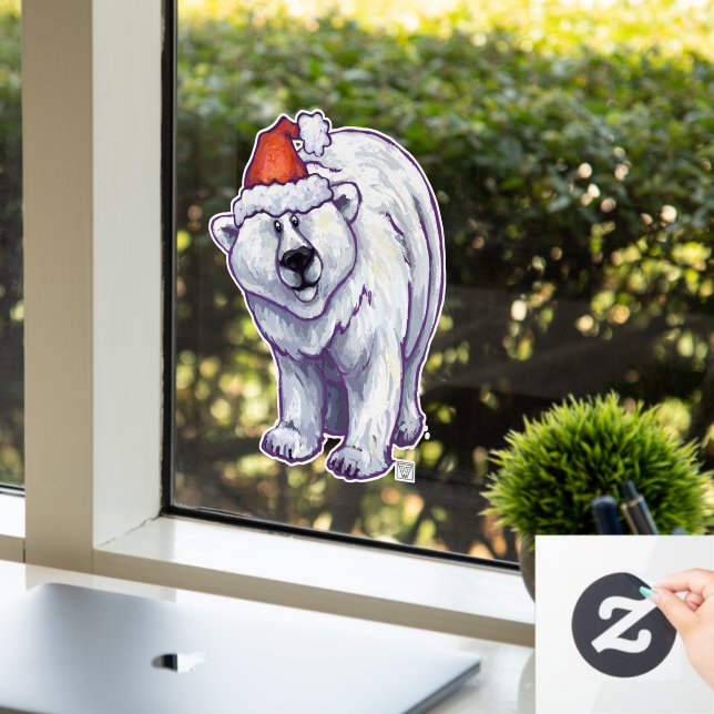 Festive Polar Bear Christmas Window Cling (Office)