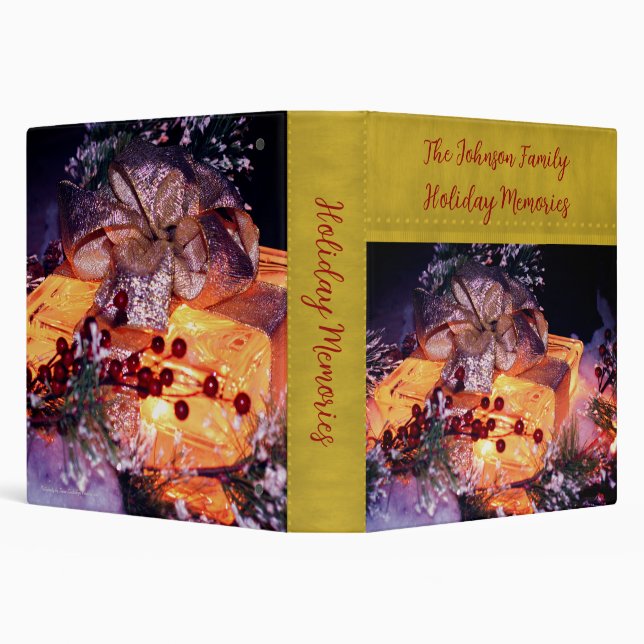 Festive Present Holiday Christmas Personalized  Binder (Background)