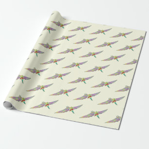 Festive Pterodactyl colourful Xmas Dinosaur kids Wrapping Paper
