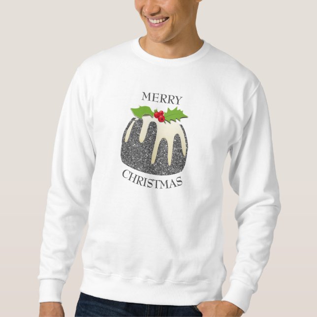 Festive Pudding Silver GLITTER SPARKLE | Christmas Sweatshirt (Front)