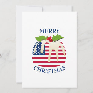 Festive Pudding with   AMERICAN FLAG   Christmas Holiday Card