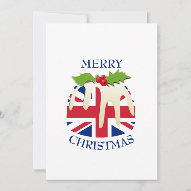 Festive Pudding with | UNION JACK | Christmas Holiday Card (Front)