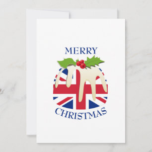 Festive Pudding with   UNION JACK   Christmas Holiday Card
