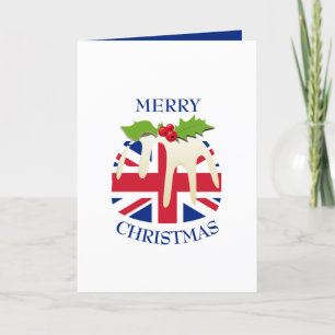 Festive Pudding with   UNION JACK   Christmas Holiday Card