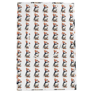 Festive Puffin Present Style Medium Gift Bag