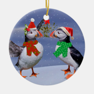Festive Puffins Ornament