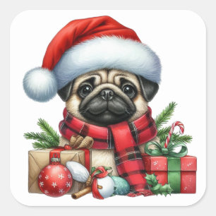 Festive Pug Stickers