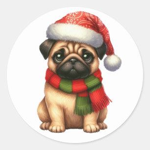Festive Pug Stickers
