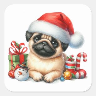 Festive Pug Stickers