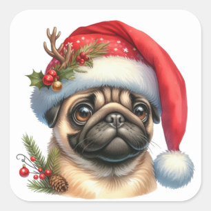 Festive Pug Stickers