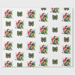 Festive Pug Wrapping Paper – Christmas Dog Delight