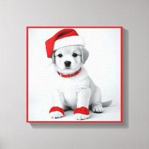 Festive  pup in Christmas Costumes - Holiday Vibes Canvas Print
