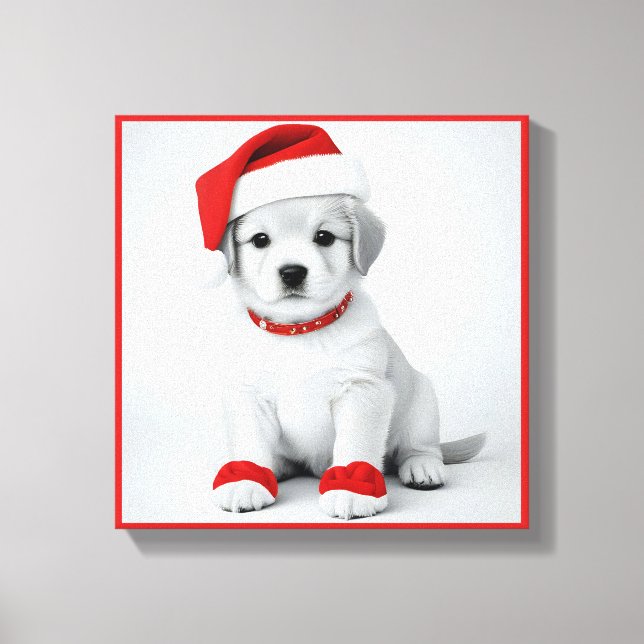 Festive  pup in Christmas Costumes - Holiday Vibes Canvas Print (Front)