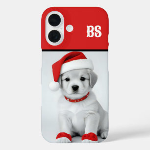 festive pup in christmas outfit iPhone 16 case