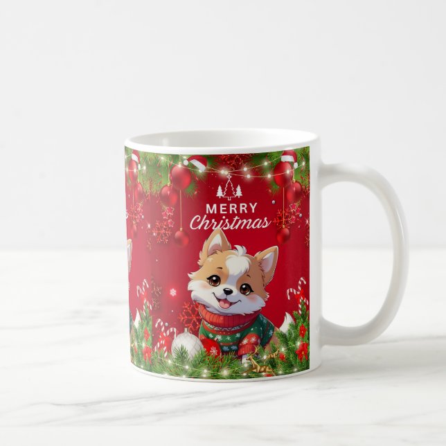 "Festive Puppy Christmas " Coffee Mug (Right)