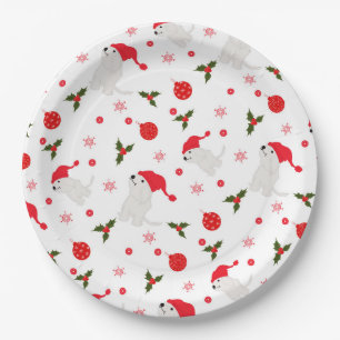 Festive Puppy Christmas Pattern Paper Plate
