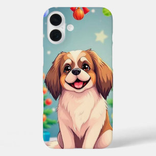 🎅 Festive Puppy Holiday Cheer ✨ Cute Santa Dog iPhone 16 Plus Case