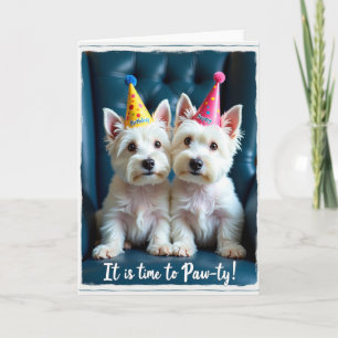 Festive Pups Party Hat Card