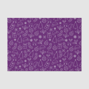 Festive Purple and White Winter Christmas Pattern Tissue Paper
