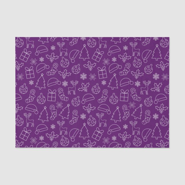 Festive Purple and White Winter Christmas Pattern Tissue Paper (Front)