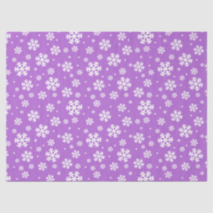 Festive Purple and White Winter Snowflakes Pattern Tissue Paper