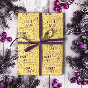 Festive Purple Christmas Typography Wrapping Paper