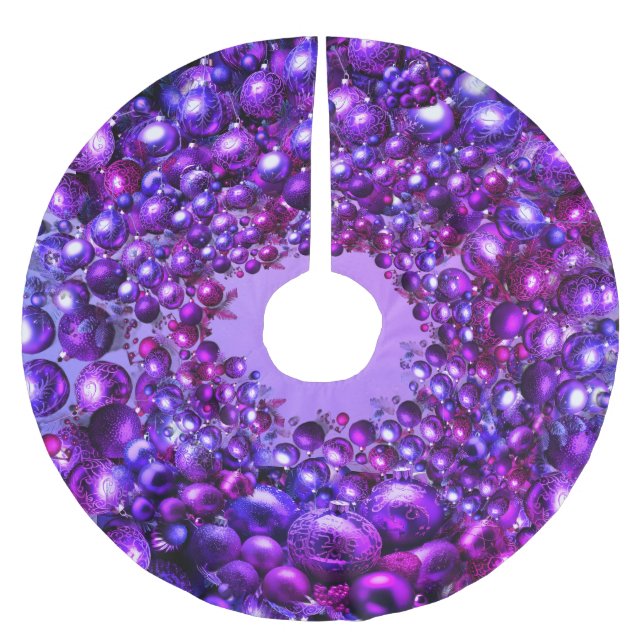 Festive Purple Holiday Tree Skirt  (Front)