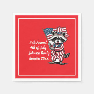 Festive Raccoon 4th of July Celebration Napkin