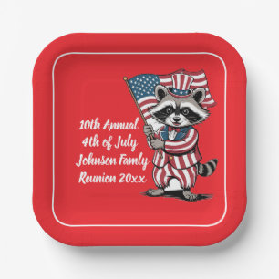 Festive Raccoon 4th of July Celebration  Paper Plate