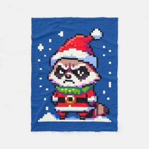 Festive Raccoon Charm - Christmas Humor Art Fleece Blanket