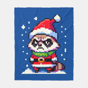 Festive Raccoon Charm - Christmas Humor Art Fleece Blanket