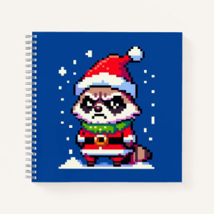 Festive Raccoon Charm - Christmas Humor Art Notebook