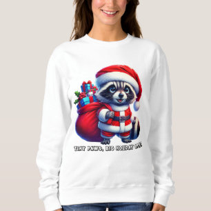 Festive raccoon in a Santa suit spreading cheer Sweatshirt