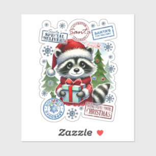 Festive Raccoon With Christmas Decor