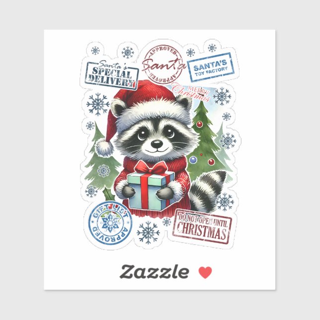 Festive Raccoon With Christmas Decor (Sheet)