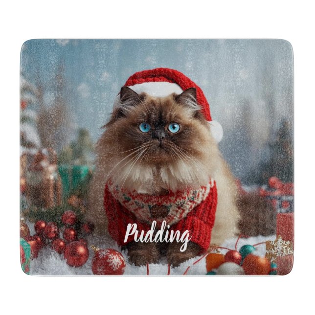 Festive Ragdoll Cat Christmas Personalized  Cutting Board (Front)