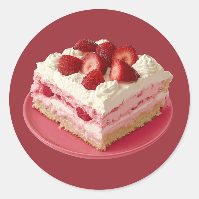 Festive Raspberry Dessert Classic Round Sticker (Front)