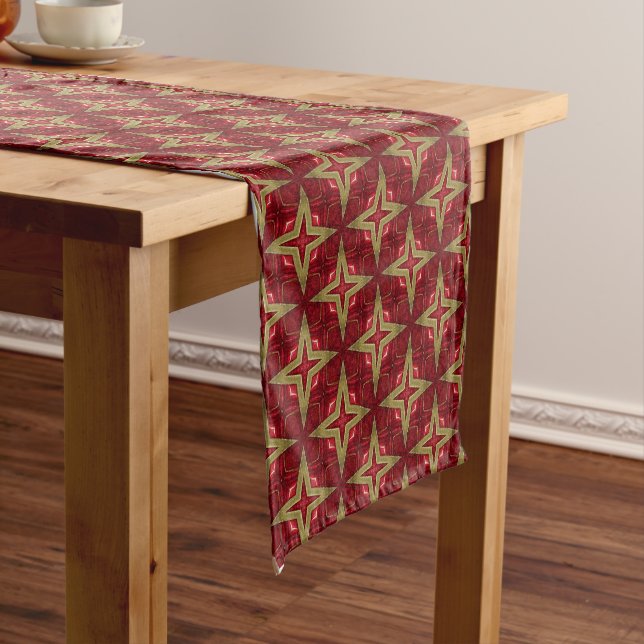 Festive Red and Gold Christmas  Short Table Runner (In Situ)