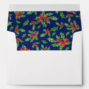 Festive Red And Green Holly  Envelope