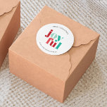 Festive Red and Green "Joyful" Christmas Custom Classic Round Sticker<br><div class="desc">Christmas themed personalized stickers.</div>