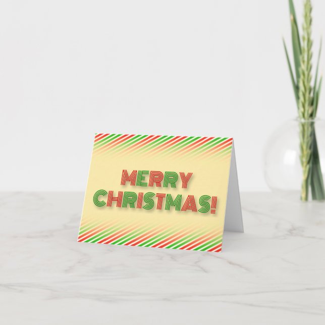 Festive Red and Green "MERRY CHRISTMAS!" Holiday Card (Front)