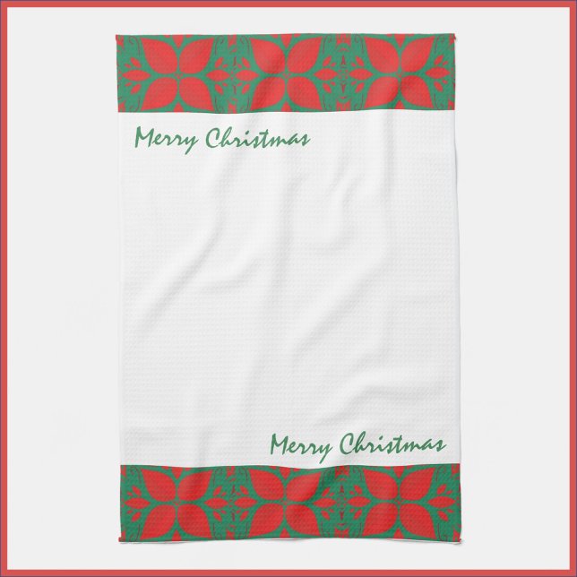 Festive Red and Green Modern Floral Kitchen Towel (Creator Uploaded)