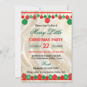 Festive Red and Green Ornaments Christmas Party Invitation