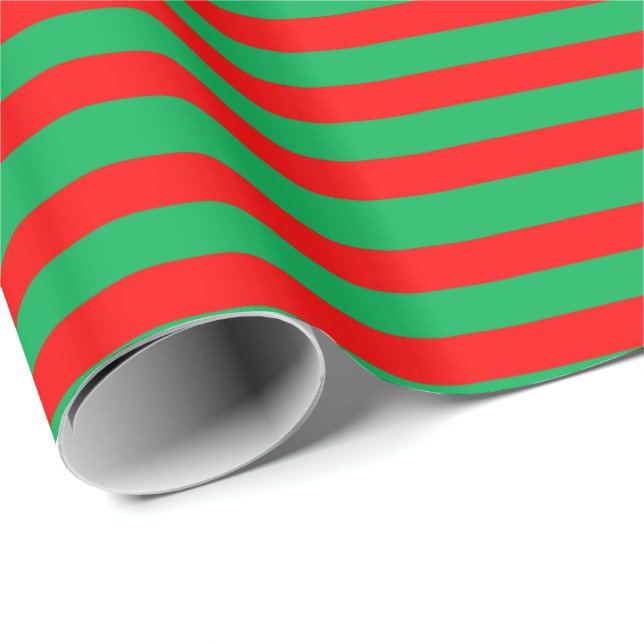 Festive Red and Green Stripes Wrapping Paper (Roll Corner)